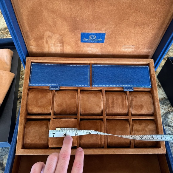 Brand New- Blue- Bosphorus Leather Luxury Watch Case w/ Storage Compartments - Picture 12 of 12